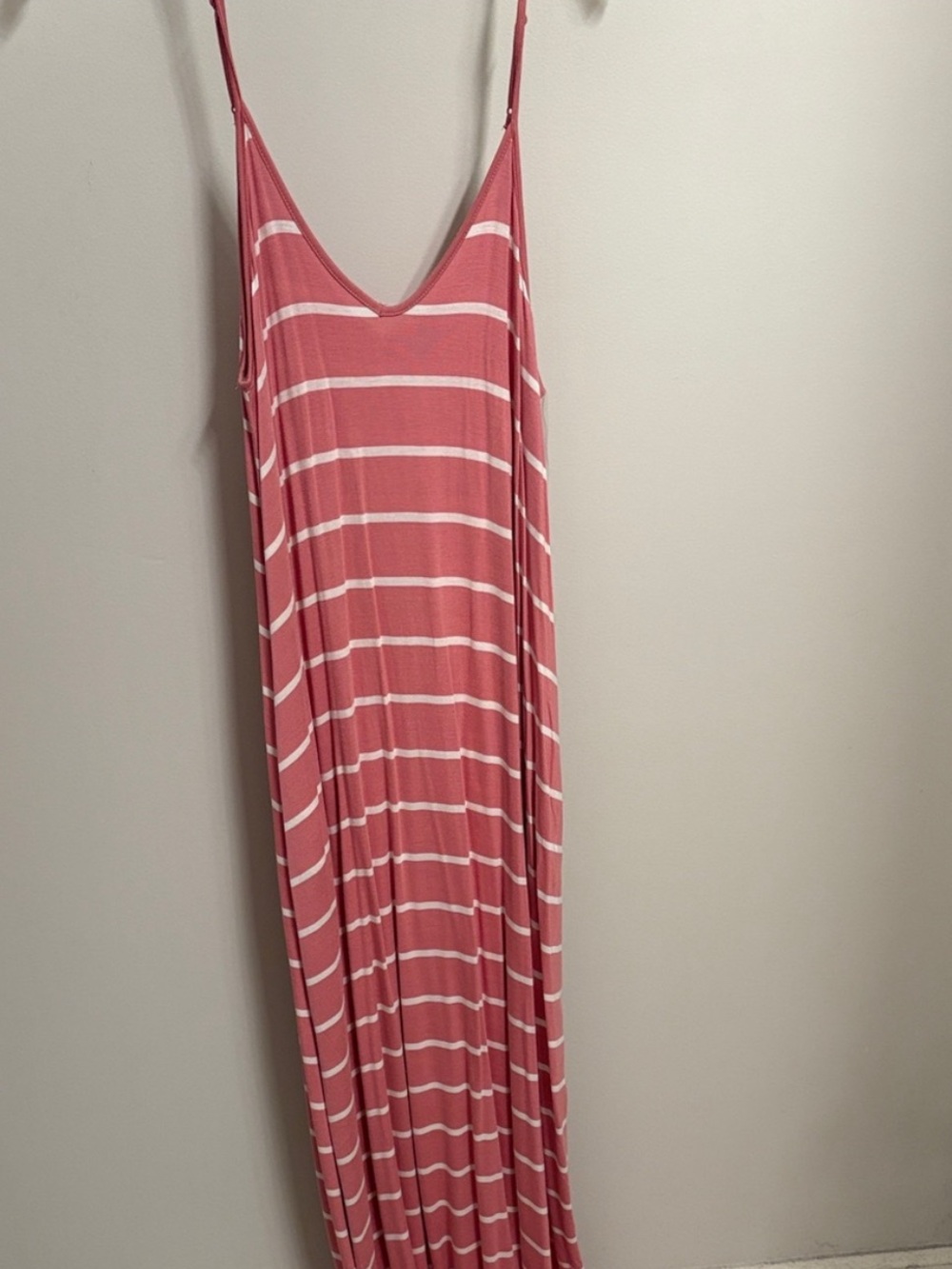 Zenana Outfitters Pink and White Striped Maxi Slip Dress